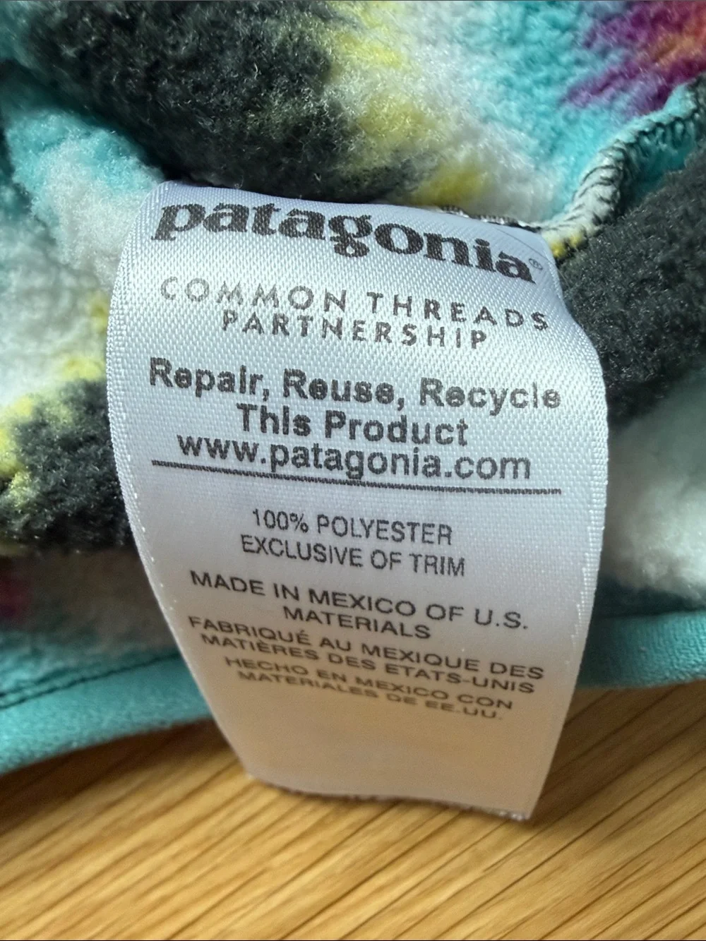 Patagonia Teal Black Pink Cream Aztec Fleece Pullover